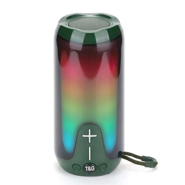 Bluetooth-колонка TG651 с RGB ПОДСВЕТКОЙ, Bluetooth колонка для хорошей музыки. Цвет: зеленый