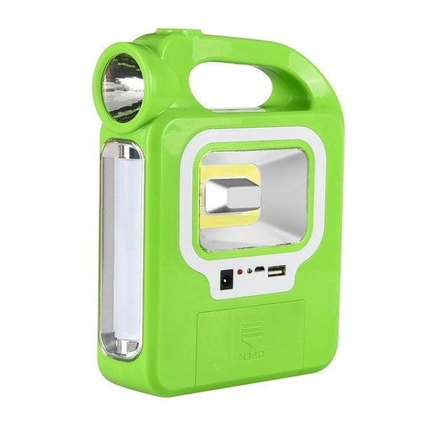 Фонарь кемпинг переносной 6399А - LED+COB, power bank, 2x18650, солнечная батарея. Цвет: зеленый
