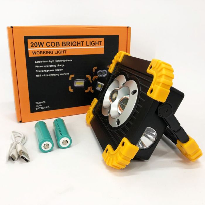 Прожектор светодиодный X-Balog L802-20W-2COB+1W, фонарь прожектор светильник, аварийная лампа