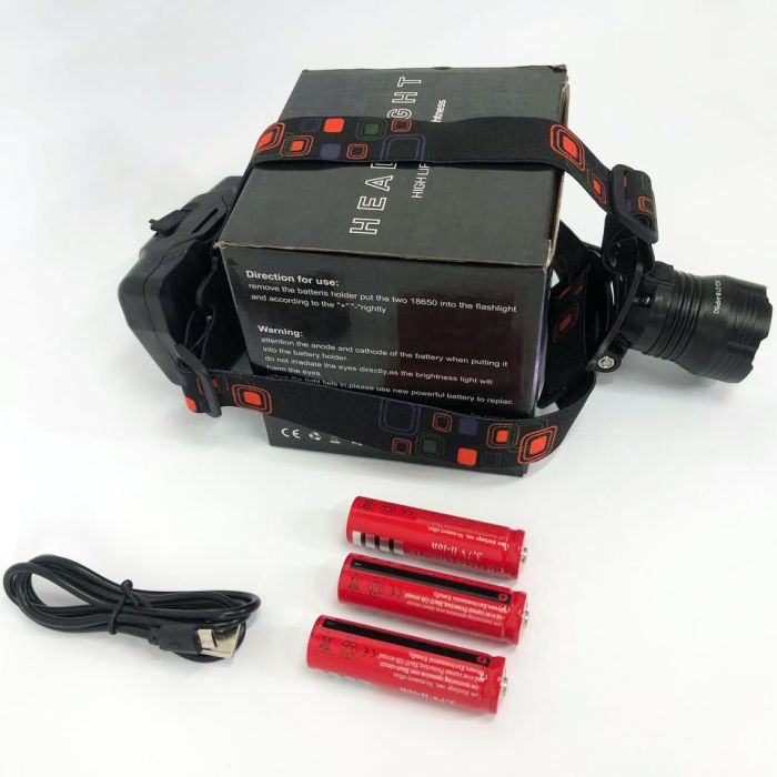 Фонарь налобный X-Balong XQ-218-HP50 аккумуляторный LED zoom с функцией Power Bank 3 режима работы
