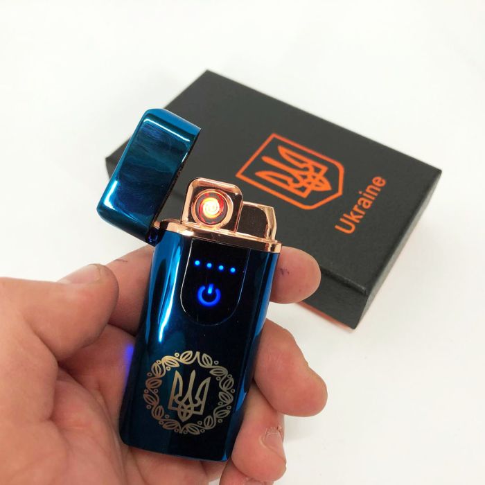 Электрическая и газовая зажигалка Украина с USB-зарядкой HL-435, зажигалки с зарядкой от usb. Цвет: синий