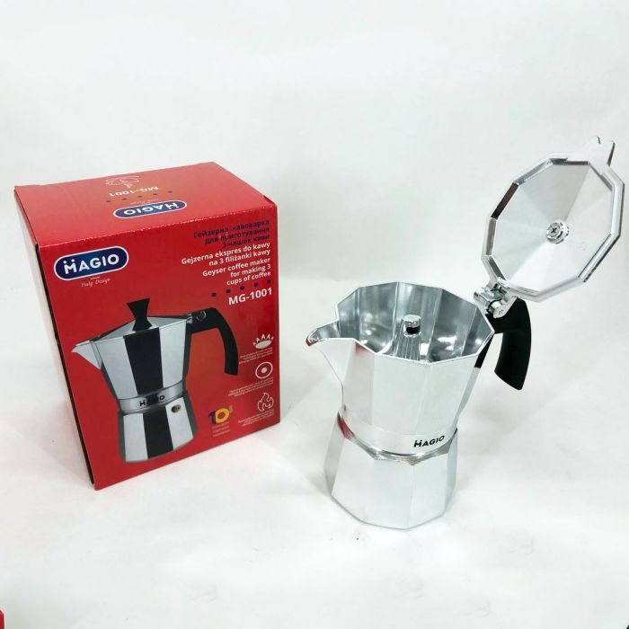 Гейзерная кофеварка Magio MG-1001 150 мл, гейзерная турка для кофе, гейзерная кофеварка из нержавейки