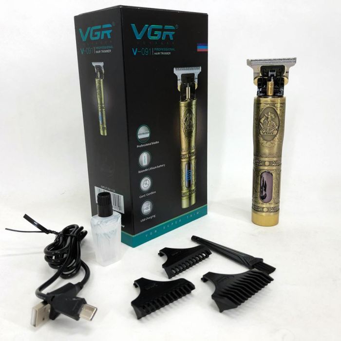 Триммер для волос и бороды VGR V-091 LED 3 насадки, Подстригательная машинка, Окантовочная машинка