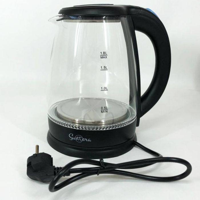 Стеклянные электрические чайники с подсветкой Suntera EKB-322B 1500 Вт чайники с подсветкой. Цвет: черный