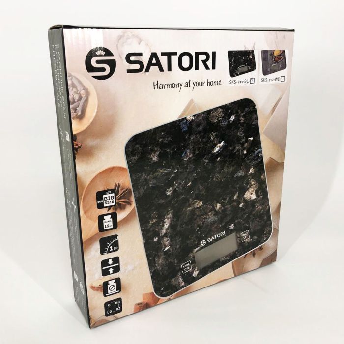 Весы кухонные Satori SKS-211-BL 15 кг, кухонные весы для взвешивания продуктов, Весы пищевые, кулинарные