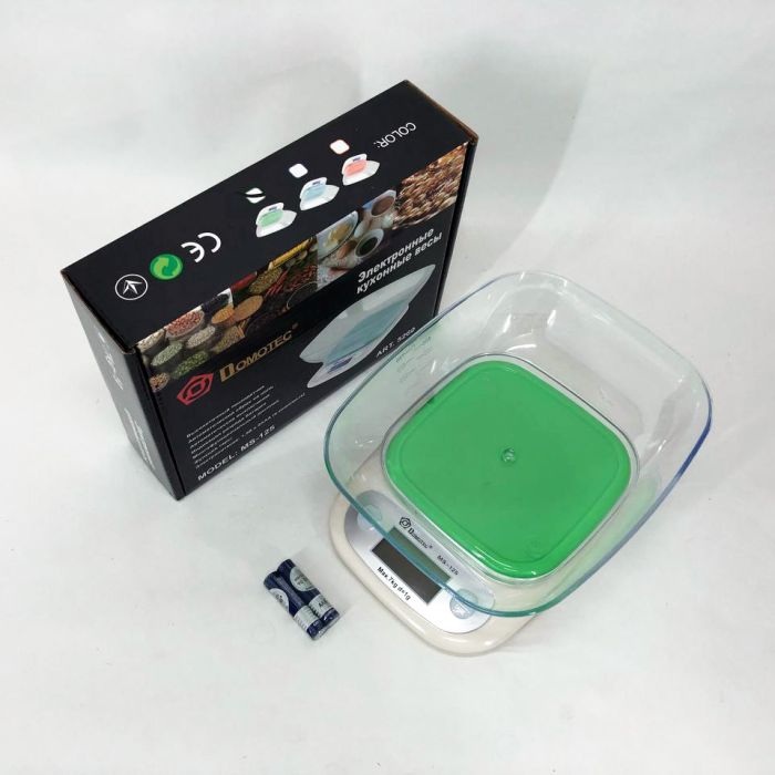 Весы кухонные DOMOTEC MS-125 Plastic, точные кухонные весы, весы для взвешивания продуктов. Цвет: зеленый