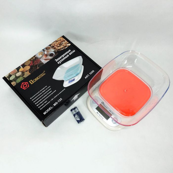 Весы кухонные DOMOTEC MS-125 Plastic, кухонные электронные весы, электронные весы. Цвет: оранжевый