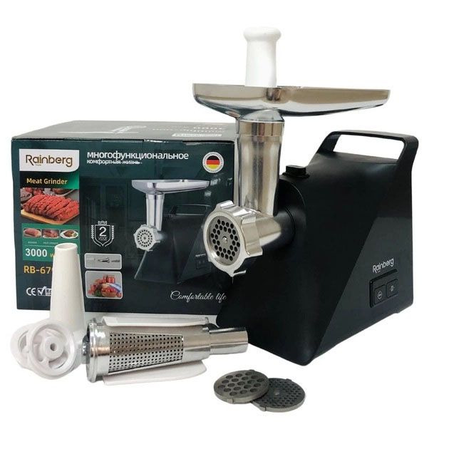 Мясорубка Rainberg RB-679 3000W с соковыжималкой, электромясорубка для дома, электромясорубка с реверсом