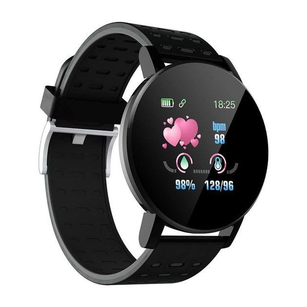 Фитнес трекер умные смарт часы UWatch 119 Plus с шагомером. Цвет: черный