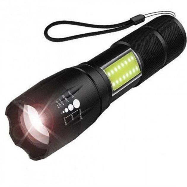 Фонарик аккумуляторный ручной Bailong BL-29 диод T6 + COB зарядка от USB, фонарик led, водонепроницаемый
