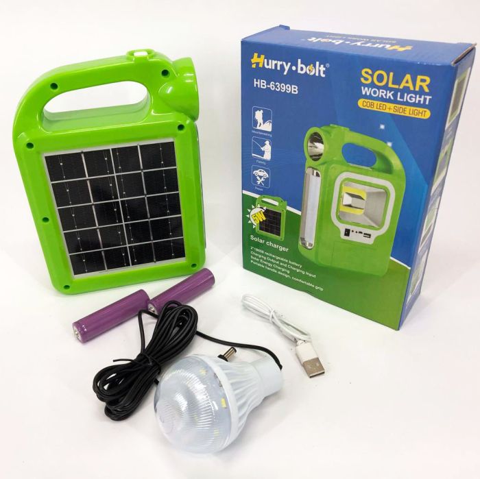 Фонарь кемпинг переносной 6399А - LED+COB, power bank, 2x18650, солнечная батарея. Цвет: зеленый