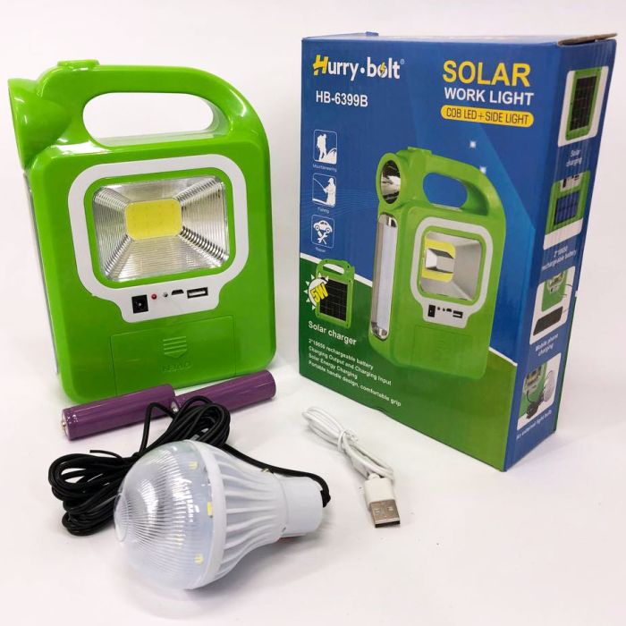 Фонарь кемпинг переносной 6399А - LED+COB, power bank, 2x18650, солнечная батарея. Цвет: зеленый