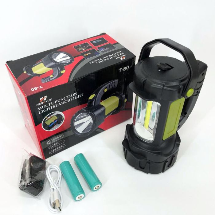 Ручной аккумуляторный фонарь T80C-5W+COB (white/red) с функцией Power Bank. Цвет: зеленый