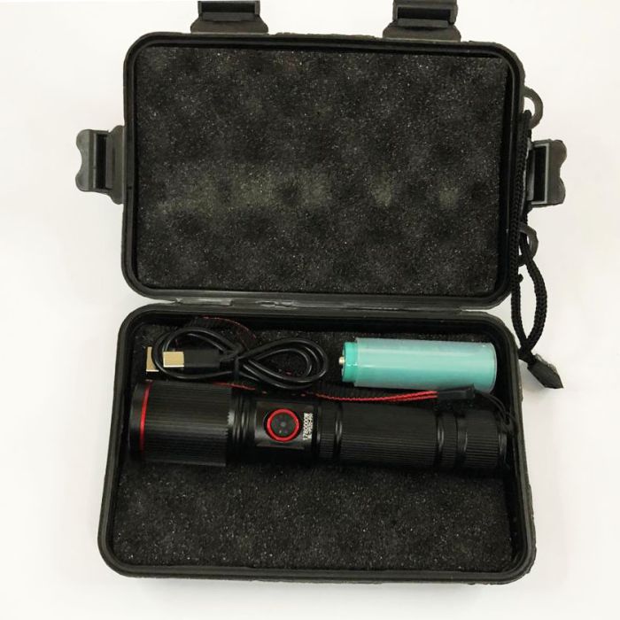 Фонарь переносной P520-P50, ЗУ Type-C, 1x18650/3xAAA, zoom, индикация заряда, ремешок, Водонепроницаемый