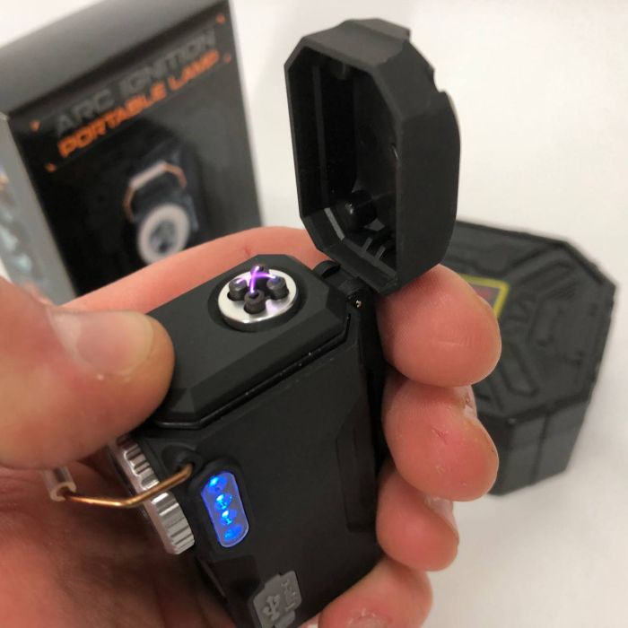 Многофункциональный армейский фонарь D50-SMD индикация заряда, зажигалка. Цвет: черный