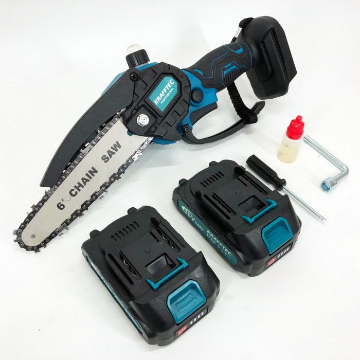 Аккумуляторная цепная мини пила 15 см в кейсе Krafftec (36V 4 Ач) + 2 аккумулятор и индикатором заряда