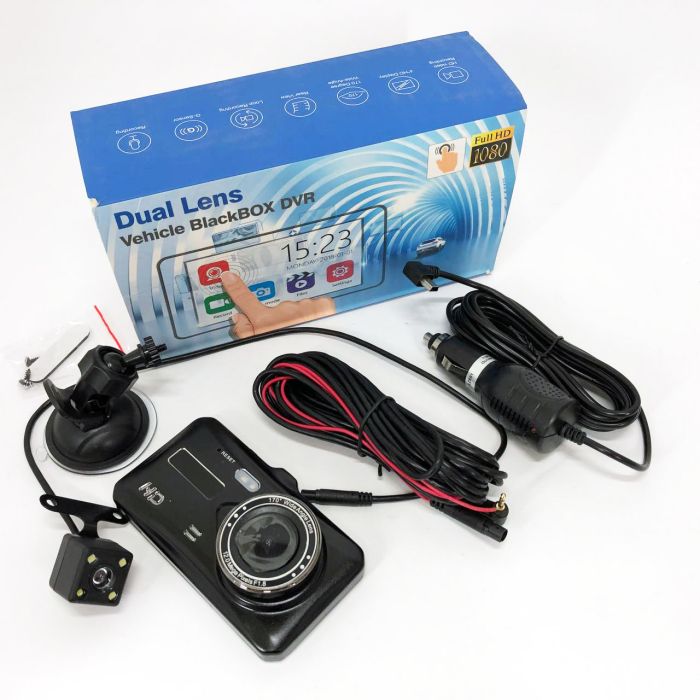 Автомобильный видеорегистратор с двумя камерами T672, LCD 4",1080P Full HD, с поддержкой ночного видения