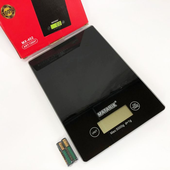 Весы кухонные MATARIX MX-402 5 кг с дисплеем, Компактные кухонные весы для пищи. Цвет: черный