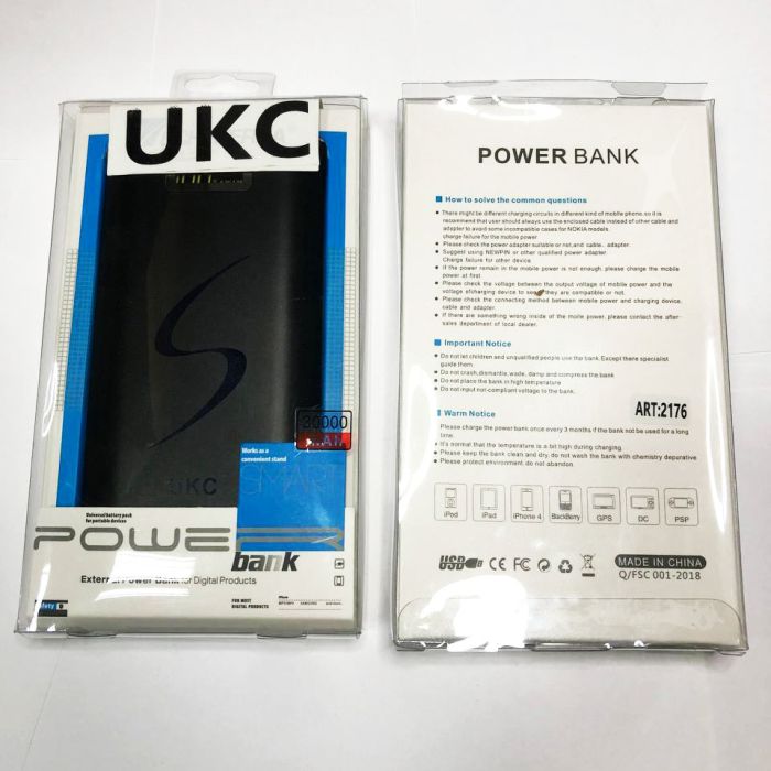 Портативная мобильная зарядка Power Bank 30000 mAh UKC, Внешний аккумулятор, Зарядка power bank. Цвет: черный