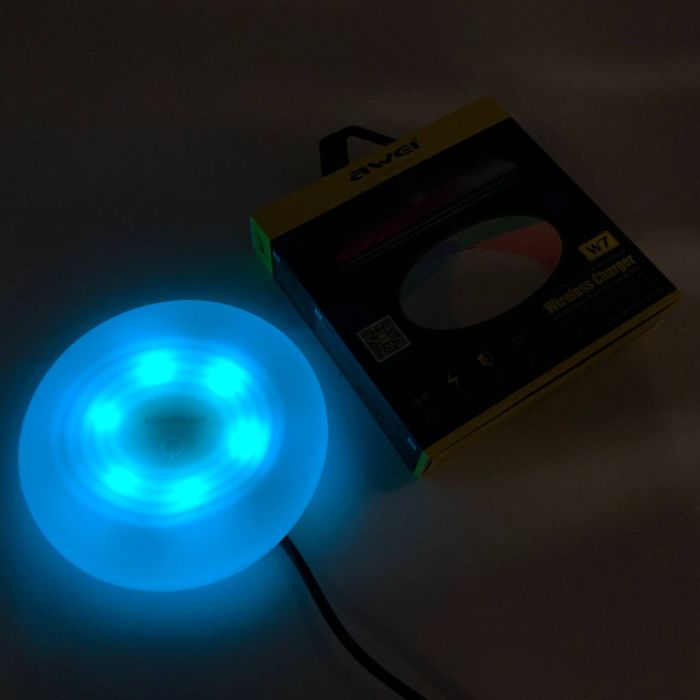 Беспроводная зарядка с подсветкой 7 цветов 10W 7 COLOR Awei W7 + WIRELESS CHARGE