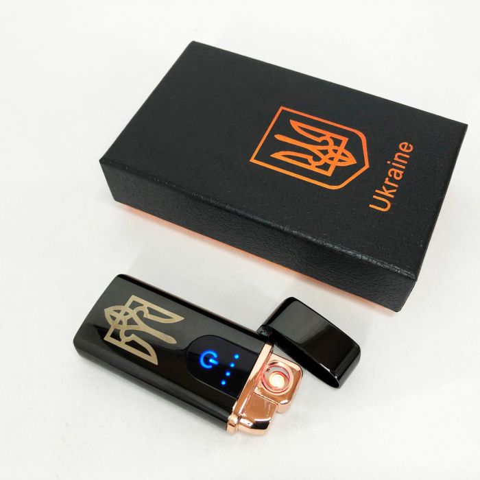 Электрическая и газовая зажигалка Украина с USB-зарядкой HL-431, ветрозащитная зажигалка. Цвет: черный