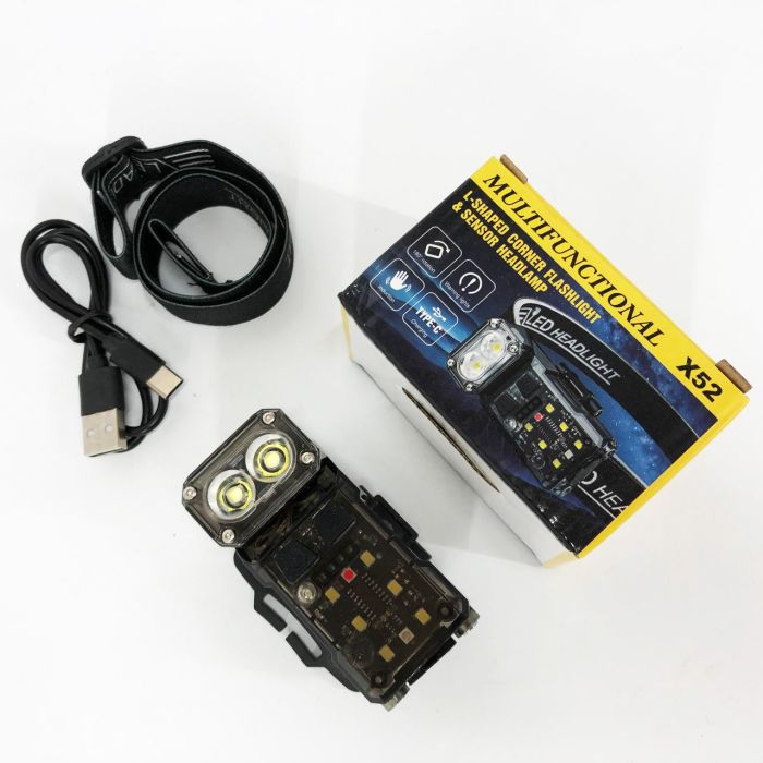 Налобный фонарь X52, 2LED+6SMD RGB, Фонарь на голову для бега, Фонарь на голову для рыбалки