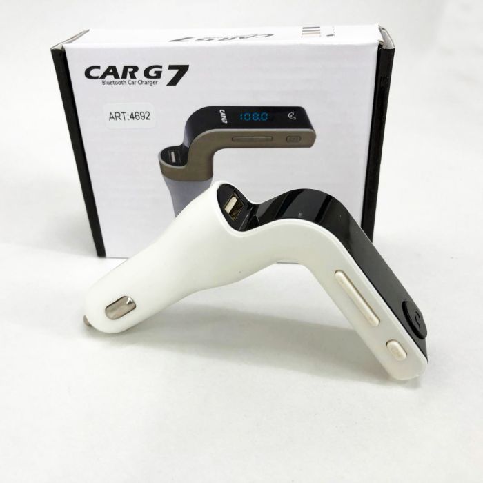 Модулятор FM MOD G7 Bluetooth, Блютуз модулятор в машину, Фм модулятор блютуз в машину. Цвет: белый