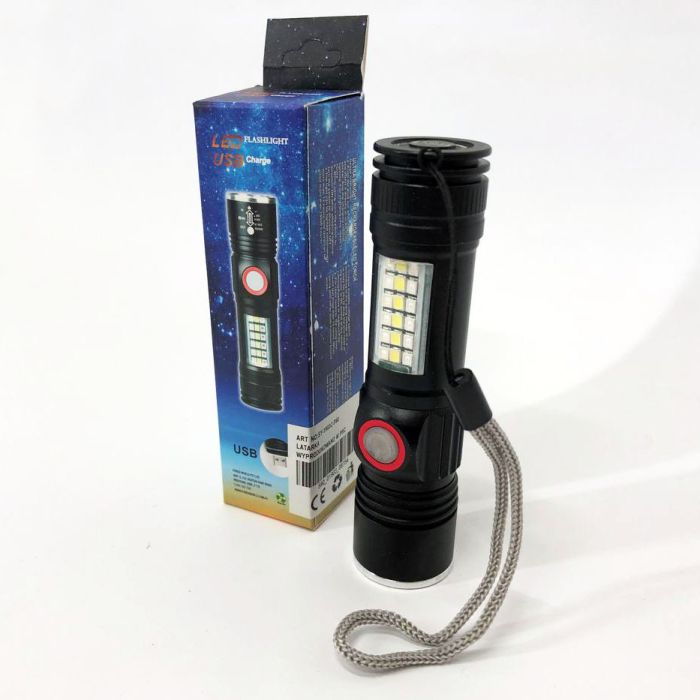 Фонарь SY-1903C-P50+SMD+RGB Alarm, ЗУ USB, карманный фонарь с usb зарядкой, сверхмощный фонарик