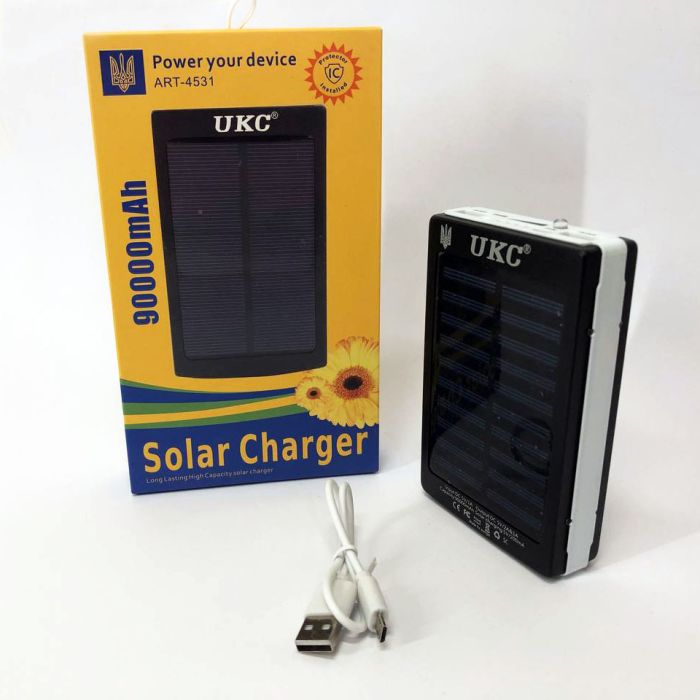 УМБ Power Bank Solar 90000 mAh мобильное зарядное с солнечной панелью и лампой, Power Bank Charger Батарея