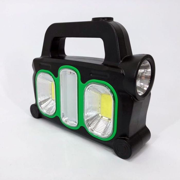 Фонарь ручной на солнечной батарее 3в1 HB-6168-LED+2COB с боковой лампой, 3 режима с функцией Power Bank