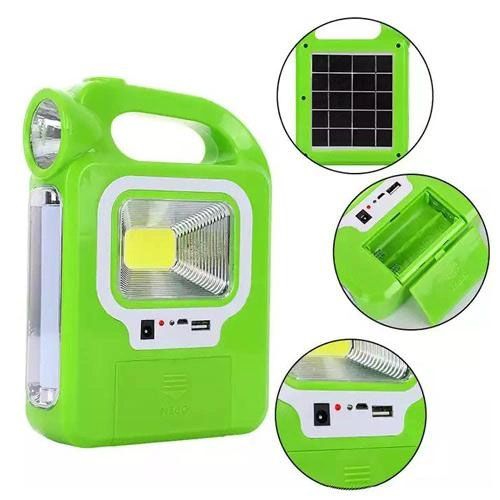 Фонарь кемпинг переносной 6399А - LED+COB, power bank, 2x18650, солнечная батарея. Цвет: зеленый
