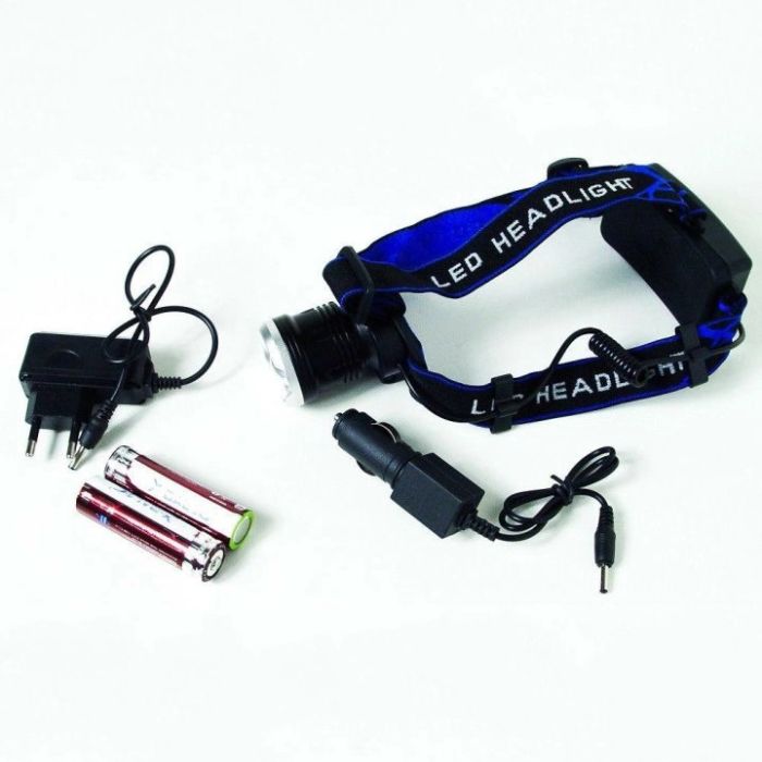 Налобный фонарь Bailong BL-T24-P50 аккумуляторный LED/Zoom 3 режима работы, фонарь на голову для рыбалки