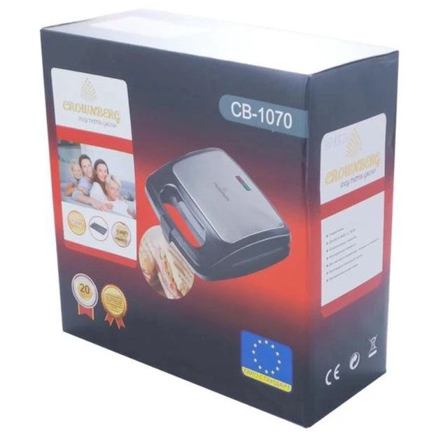 Сендвичница Crownberg CB-1070 С Решеткой Гриль, бутербродница, тостерница, бутербродница бытовая