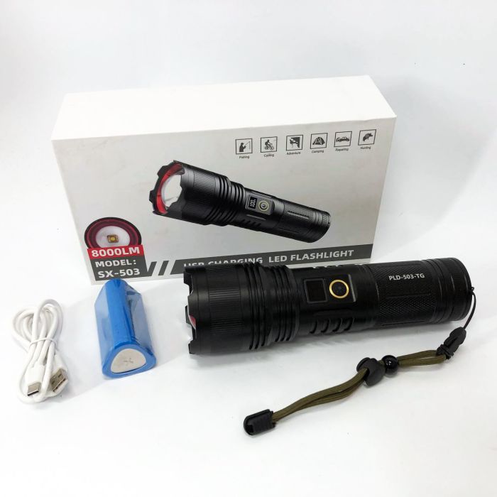 Фонарь ручной аккумуляторный PLD-503-TG powerbank, мощный аккумуляторный лед фонарик, супер яркий фонарик