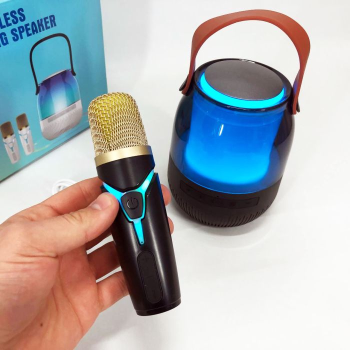 Портативная колонка XM-A68 с RGB подсветкой и микрофоном, Bluetooth микрофон для караоке