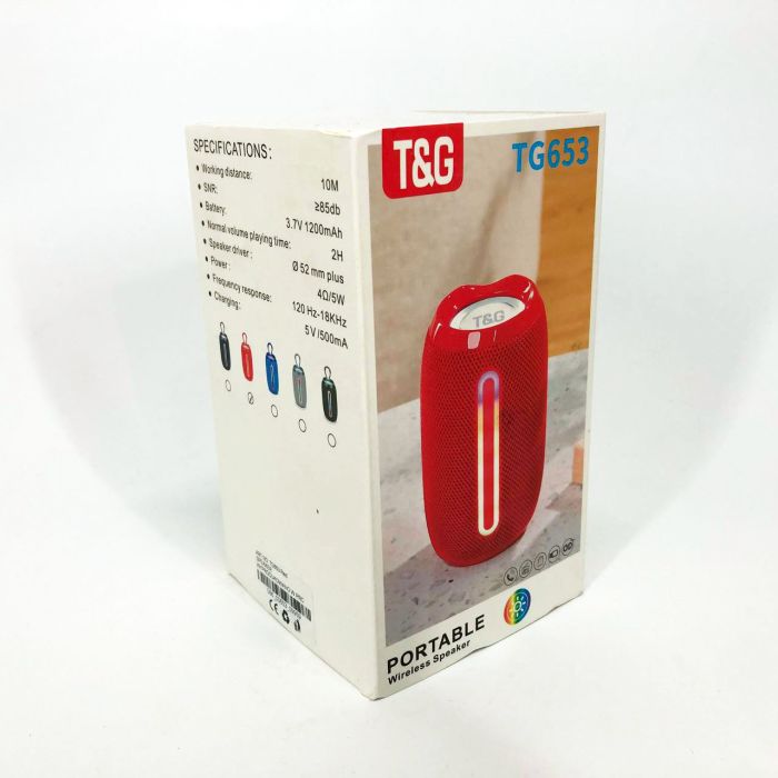 Портативная Bluetooth-колонка TG653 USB с ремешком, мощная переносная акустическая колонка. Цвет: красный