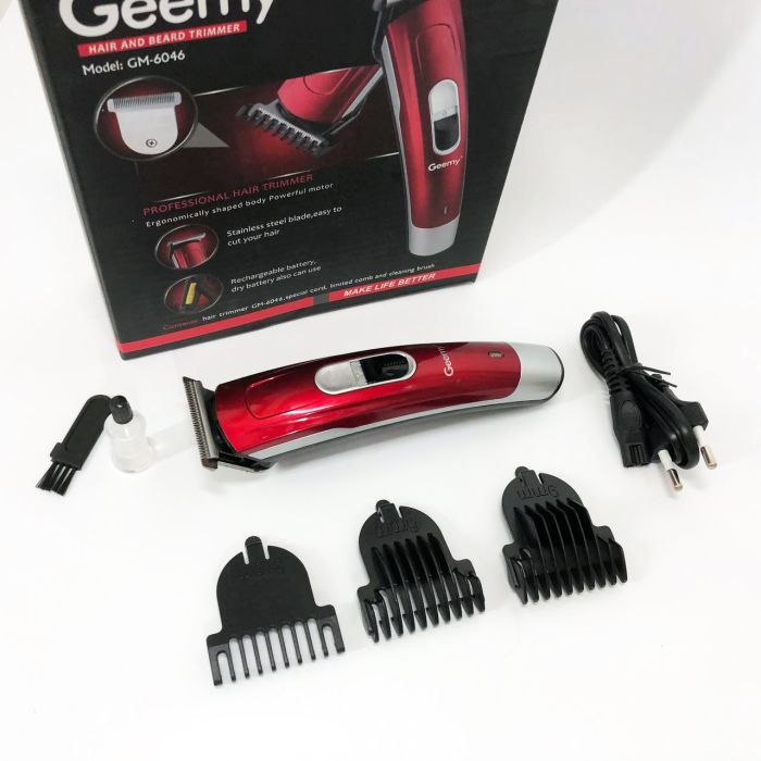 Машинка для стрижки волос Gemei GM-6046, Машинка для стрижки волос и бритья. Цвет: красный
