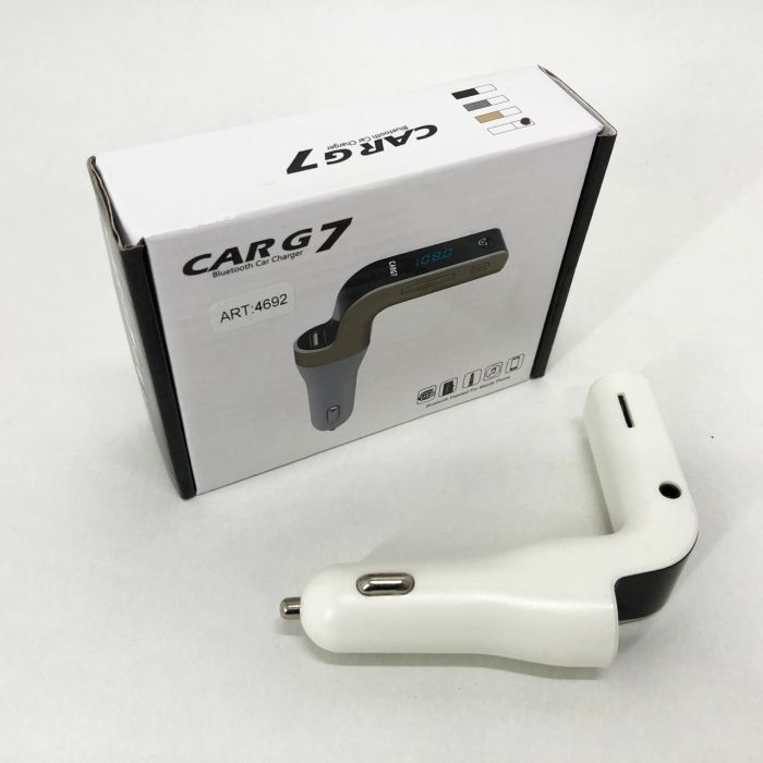 Модулятор FM MOD G7 Bluetooth, Блютуз модулятор в машину, Фм модулятор блютуз в машину. Цвет: белый