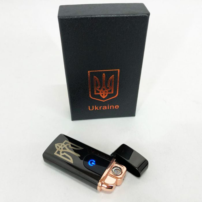 Электрическая и газовая зажигалка Украина с USB-зарядкой HL-431, ветрозащитная зажигалка. Цвет: черный