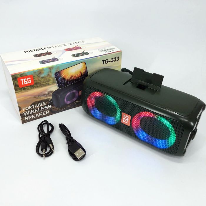 Портативная колонка TG333 2x5W с RGB подсветкой, аккумуляторная колонка для музыки. Цвет: зеленый
