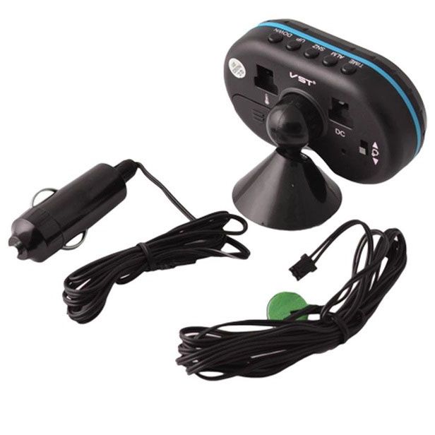 Автомобильные часы VST - 7009V подсветка + 2 термометра + вольтметр, питание от аккумулятора авто 12В-24В