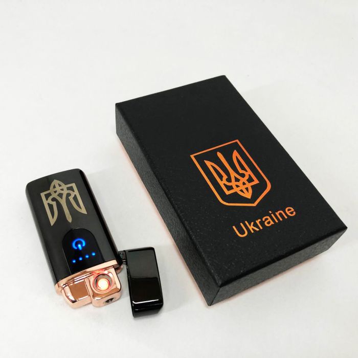 Электрическая и газовая зажигалка Украина с USB-зарядкой HL-431, ветрозащитная зажигалка. Цвет: черный