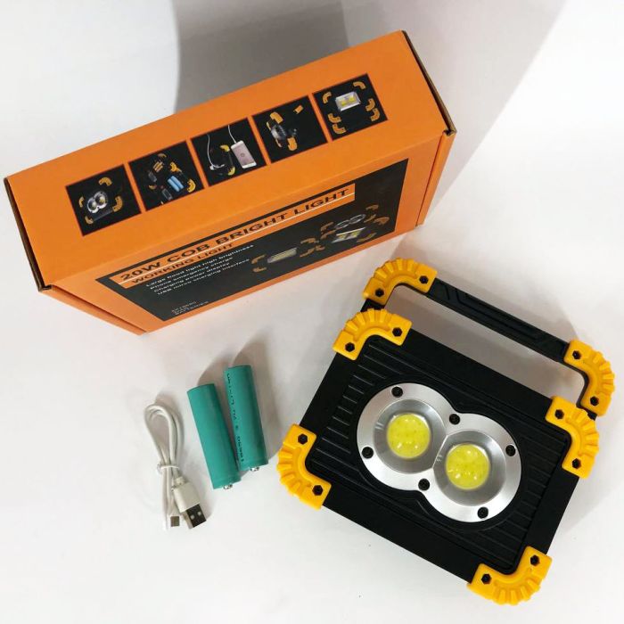 Прожектор светодиодный X-Balog L802-20W-2COB+1W, фонарь прожектор светильник, аварийная лампа