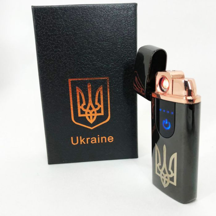 Электрическая и газовая зажигалка Украина с USB-зарядкой HL-431, ветрозащитная зажигалка. Цвет: черный