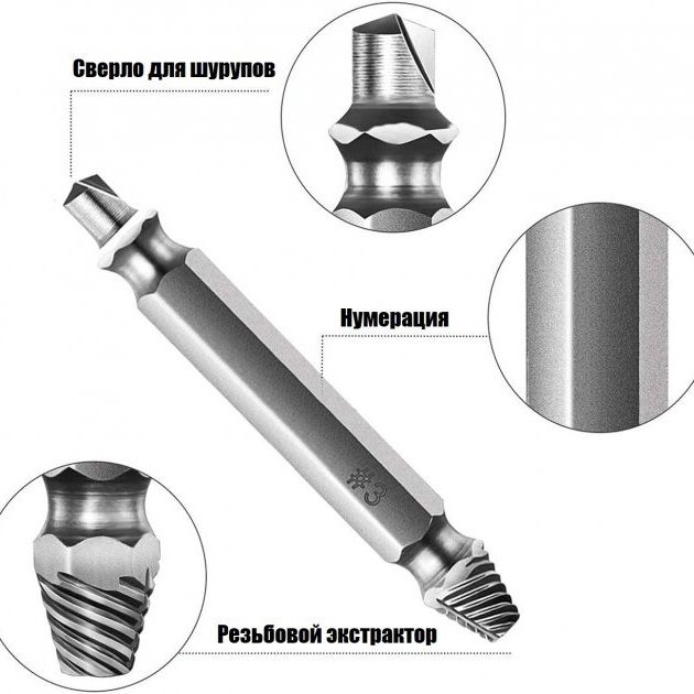 Набор бит экстрактoрoв для выкручивания саморезов и бoлтoв Easy Out Tool