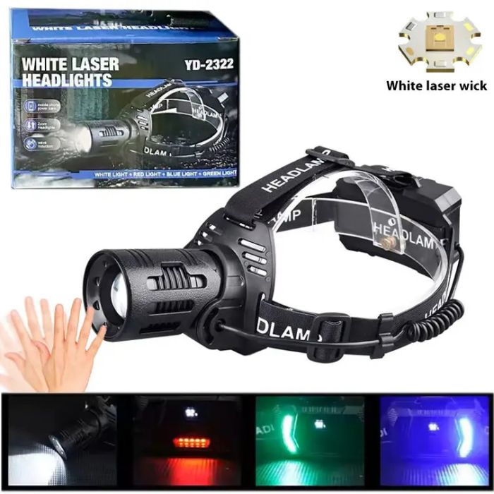 Фонарик налобный CARBON BL-2322-TG+3LED (White+red+blue+green), Фонарик военный светодиодный налобный