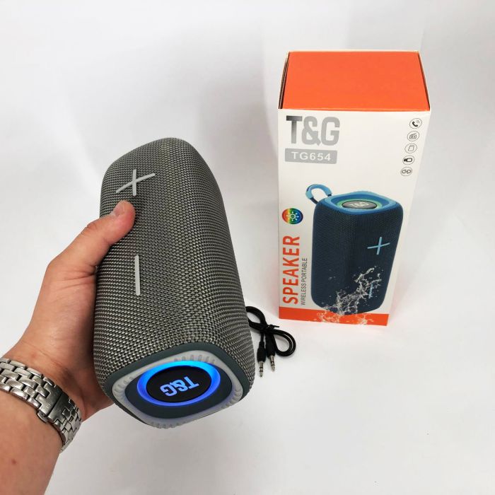Портативная Bluetooth колонка TG654 8W с подсветкой, Беспроводная колонка портативная мощная. Цвет: серый