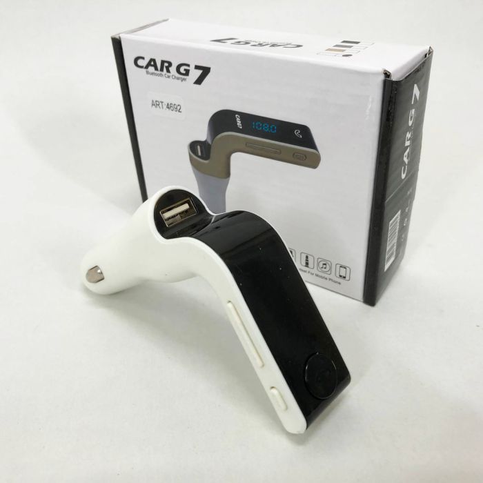 Модулятор FM MOD G7 Bluetooth, Блютуз модулятор в машину, Фм модулятор блютуз в машину. Цвет: белый