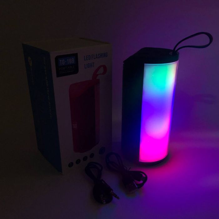 Портативная Bluetooth колонка TG169 с разноцветной подсветкой FM-радио 5Wx2. Цвет: синий