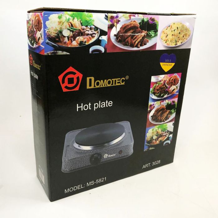 Электроплита настольная DOMOTEC MS-5821 дисковая на 1 конфорку, маленькая электроплита переносная